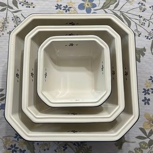 German Pottery Octagonal Ceramic Serving Bowls